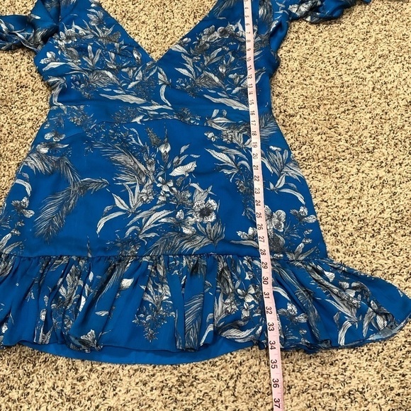Alexis Casara Dress Size XL Blue Floral Open Back Bow Tie Mini - Picture 10 of 10